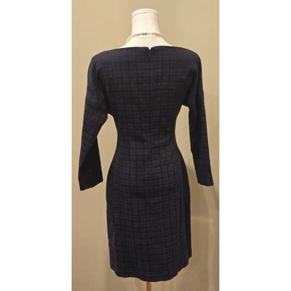 Theory Bodycon Blue Burgundy Checkered Short Classic Dress Womens Small - Picture 5 of 9